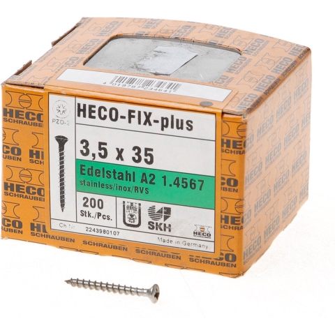 Heco Topix-plus 3,5 x 35, lk, pozi vd rvs A2; 200 stuks - HC61643