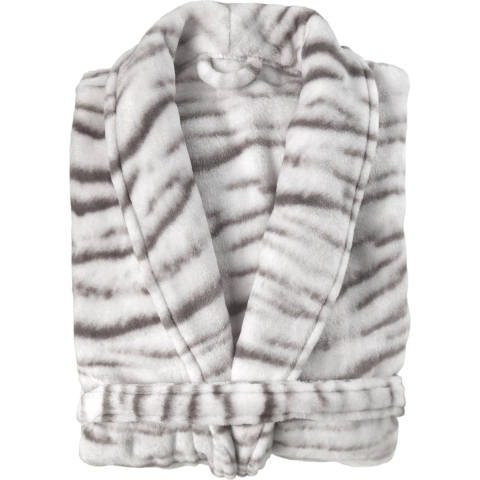 Zo Home Flanel Fleece Badjas Siberian White Tiger - grey - XL