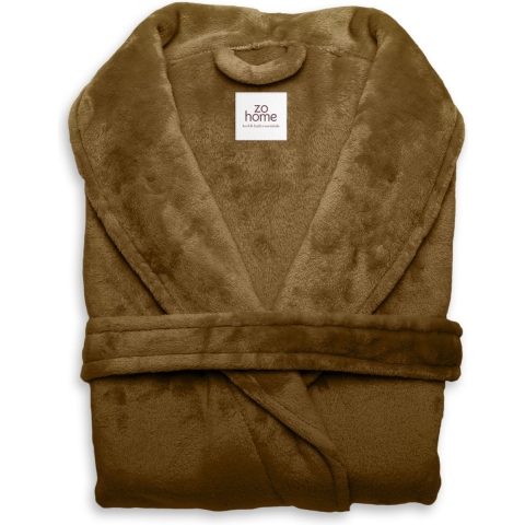 Zo Home Flanel Fleece Badjas Cara - cognac brown - L