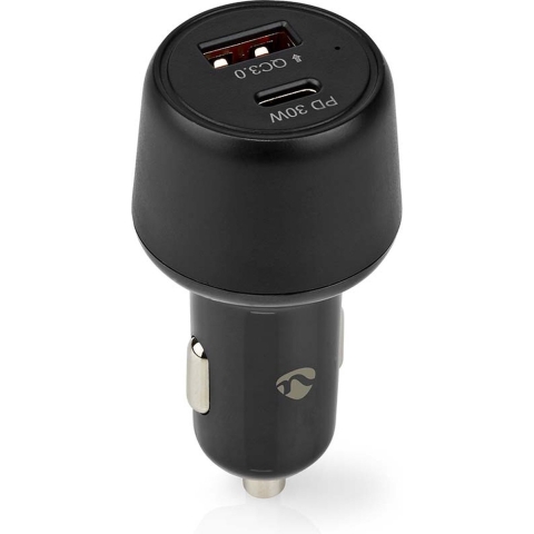 Nedis CCPD30W100BK Autolader 3,0 A Usb (qc 3.0) / Usb-c™ Voeding: 30 W Zwart