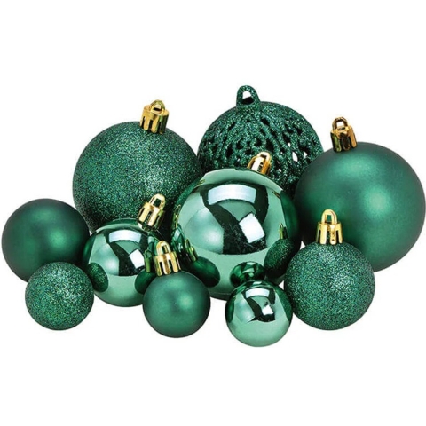 100x Kerstballen - kunststof - emerald groen - 3/4/6 cm -