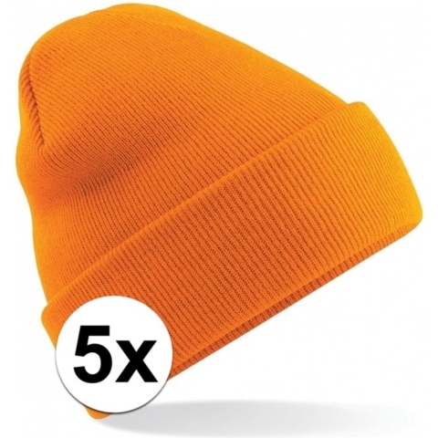 5x Basic winter muts oranje -