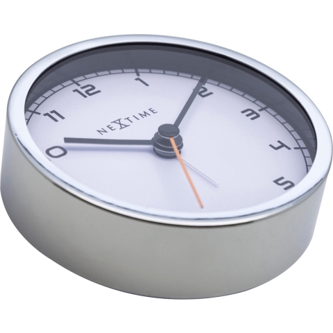 NeXtime NE-5194WI Wekker 9 X 9 X 7.5 Cm, Metaal, Wit, 'Company Alarm'