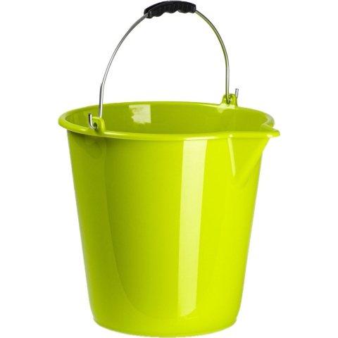 Plasticforte Emmer - Set van 5x stuks - met schenktuit - 12L - lime groen - schoonmaakemmer -
