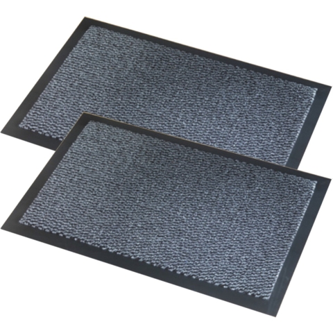 2x stuks deurmatten/schoonloopmatten Faro zwart grijs 60 x 80 cm -