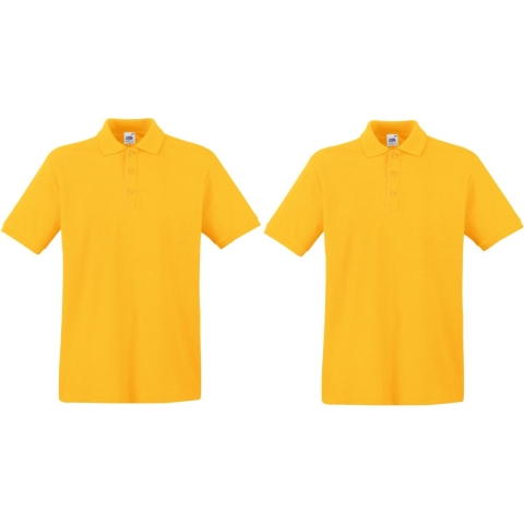 2-Pack maat 2XL geel poloshirt premium van katoen voor heren -
