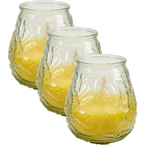 Geurkaars citronella - 10x - in windlicht - glas - 10 cm - citrusgeur -
