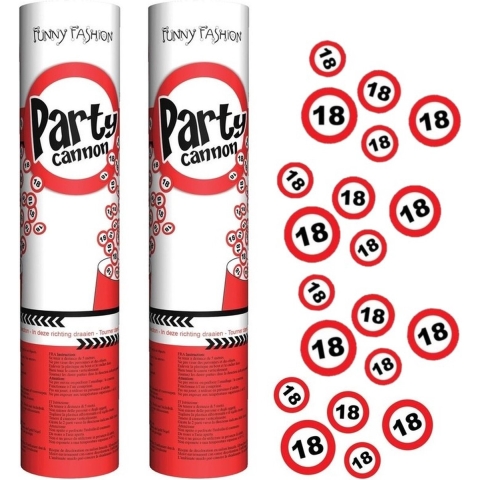 6x stuks confetti shooters/poppers 18 jaar feestartikelen versiering -