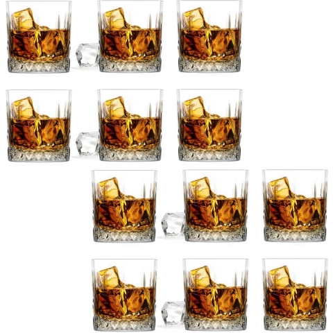 Whiskeyglazen - 12x - Diamond - 280 ml - glas -