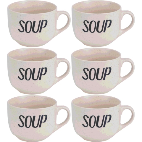 6x Creme soepbekers van aardewerk 11 cm 510 ml -