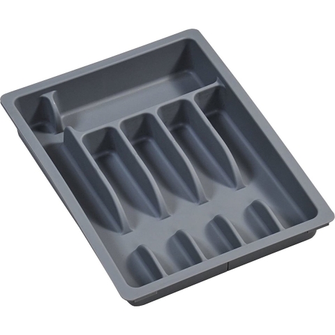 2x Grijze uitschuifbare bestekbakken inzetbakken 29-50 x 38 cm -