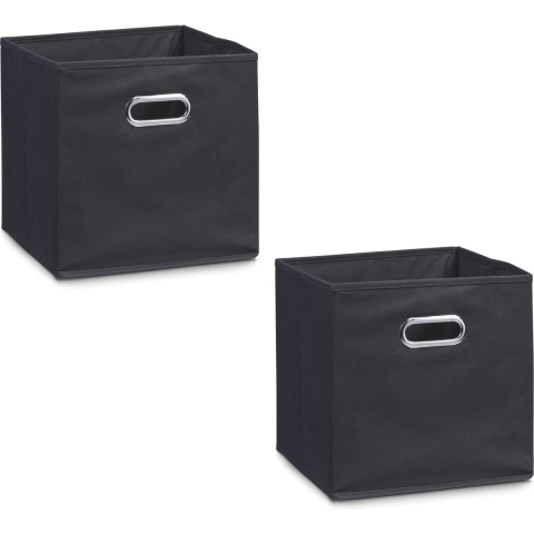 Opbergmand/kastmand - 4x - zwart - 28 x 28 cm - polyester - speelgoedmand -