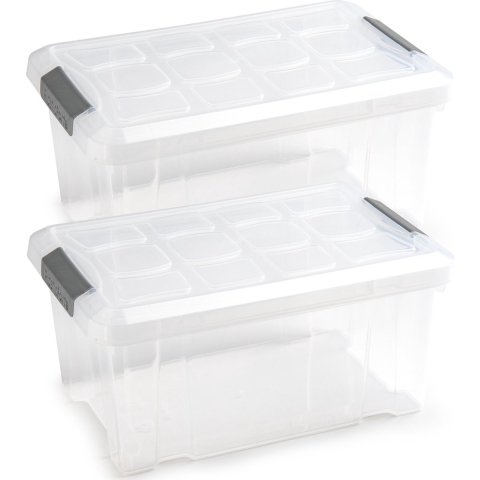 6x Opslagbakken/organizers met deksel 5 liter 29 cm transparant -