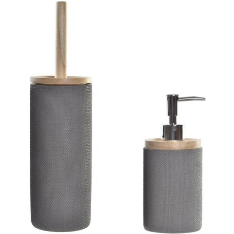 Toiletborstel met houder 38 cm en zeeppompje 300 ml polystone/hout -