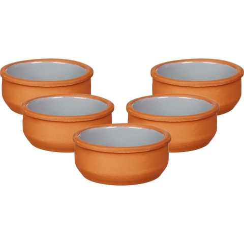 Set 18x tapas/creme brulee serveer schaaltjes terracotta/grijs 8x4 cm -