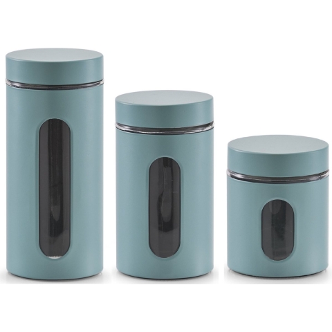 Set van 3x keuken voedsel opslag voorraadpotten groen in 3 formaten -