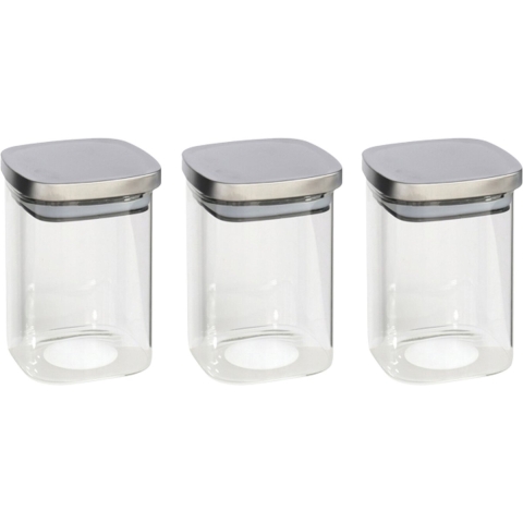 3x stuks voedsel/etenswaren bewaren voorraadpot 1400 ml glas met RVS deksel -