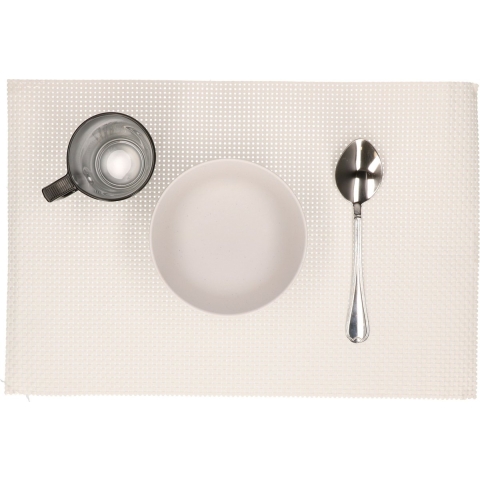 Placemats - 12x stuks - wit - polyester - 45 x 30 cm -
