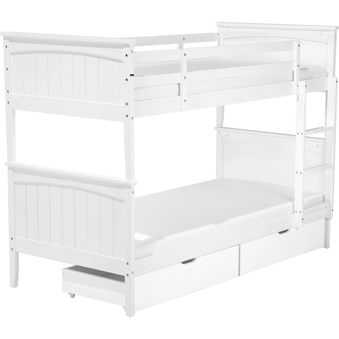 Beliani-ALBON-Stapelbed met opbergruimte-Wit-90 x 200 cm-Dennenhout