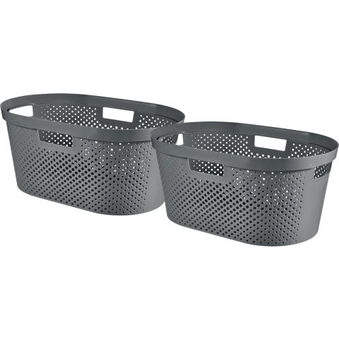 Curver Infinity Recycled Wasmand - 40L - 2 stuks - Grijs