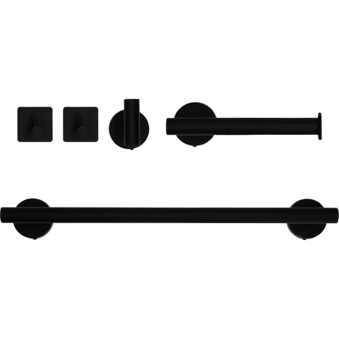 QUVIO Badkamer accessoires set - 5 delig - RVS - Zwart