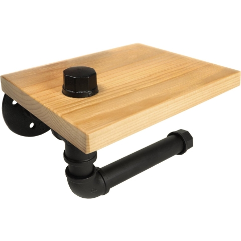 QUVIO Toiletrolhouder met plank - Zwart