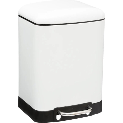 5Five Prullenbak|pedaalemmer - wit - metaal - 6 liter - 23 x 32 cm