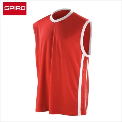 Spiro RT278 Men´s Basketball Quick Dry Top - Red/White - S