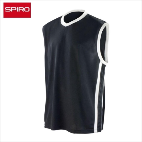 Spiro RT278 Men´s Basketball Quick Dry Top - Black/White - XXL