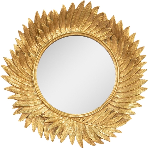 Clayre & Eef Spiegel Ø 25 cm Goudkleurig Kunststof Rond Passpiegel
