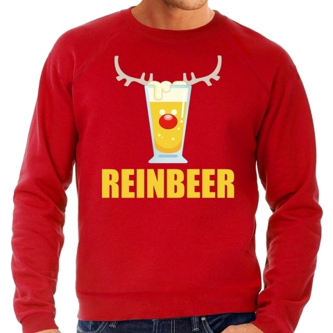 Grote maten foute kersttrui Reinbeer rood voor heren 4XL (60) -