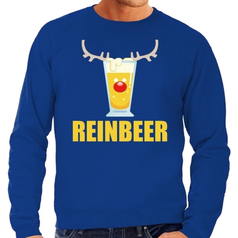 Grote maten foute kersttrui Reinbeer blauw voor heren 4XL (60) -