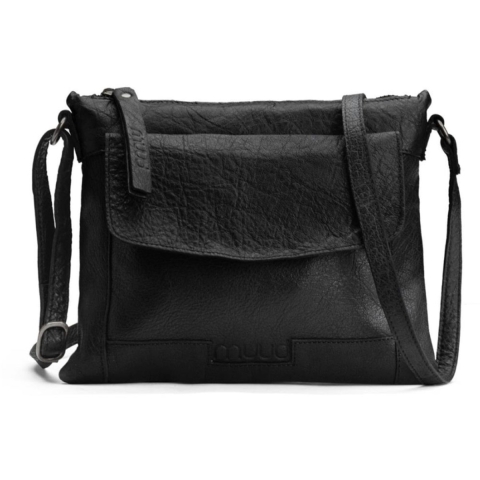 MUUD Vadsø Black - Handgemaakt leren crossover tas 19x23cm