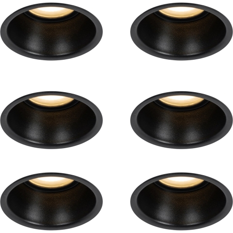 QAZQA Set van 6 inbouwspots zwart GU10 50mm IP44 - Dept