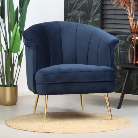 Bronx71 Velvet fauteuil Amy donkerblauw