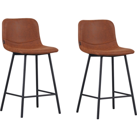 Bronx71 Industriële barkruk Mikky cognac leer 68 - 79 cm - Barkrukken