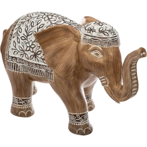 Atmosphera Olifanten dierenbeeldje - bruin - 37 x 16 x 25 cm -