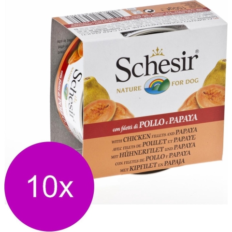 10x Schesir Hondenvoer Kip - Papaya 150 gr