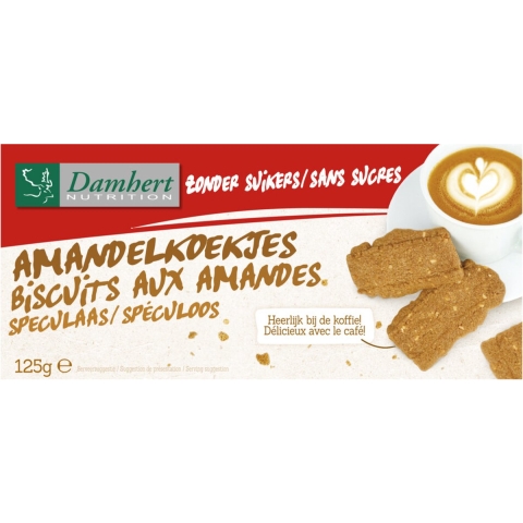 10x Damhert Amandelkoekjes Speculaas Zonder Suikers 125 gr