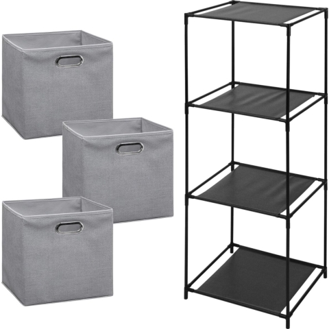Opbergrek 3-laags Smartrack - 3x mandjes polyester - licht grijs - 34 x 104 cm -