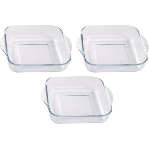 3x Ovenschalen 22 x 22 cm van glas -