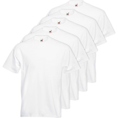 5x Grote maten basic wit t-shirt 5XL voor heren 5XL -