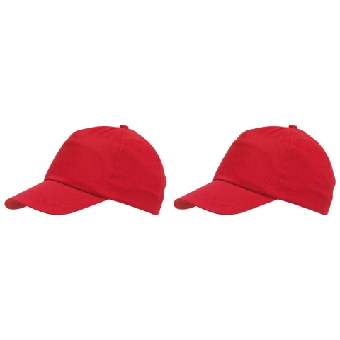 5-panel baseballcap rood met klittenbandsluiting voor volwassenen 10 stuks -