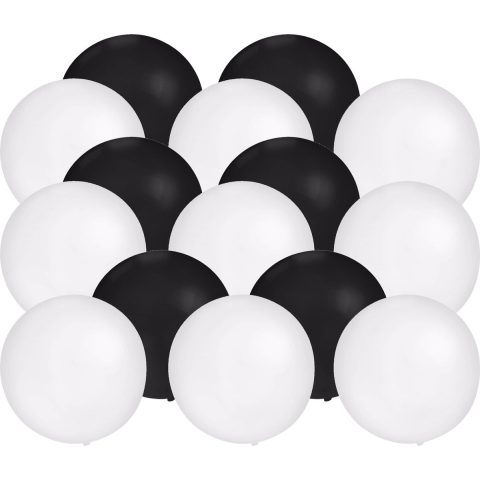 Bellatio Decorations - 20x stuks groot formaat ballonnen - zwart en wit - Diameter 60 cm -