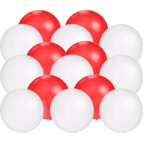 Bellatio Decorations - 20x stuks groot formaat ballonnen - rood en wit - Diameter 60 cm -
