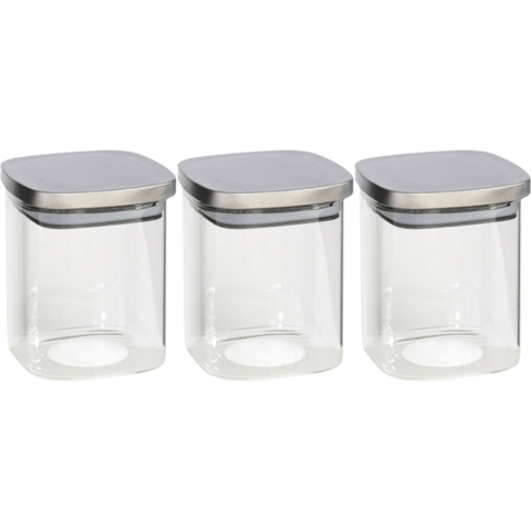 3x stuks voedsel/etenswaren bewaren voorraadpot 1100 ml glas met RVS deksel -