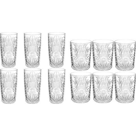 Set 12x stuks Ayla-serie water/longdrink glazen 350 ml van glas -