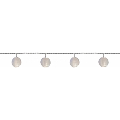 3x Buiten feestverlichting solar lichtsnoer witte lampion 2,5 m -