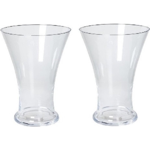 2x Taps uitlopende vaas glas 30 cm -
