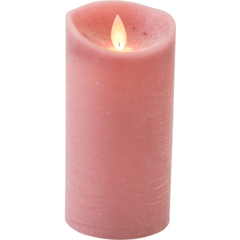 3x Antiek roze LED kaars / stompkaars met bewegende vlam 15 cm -